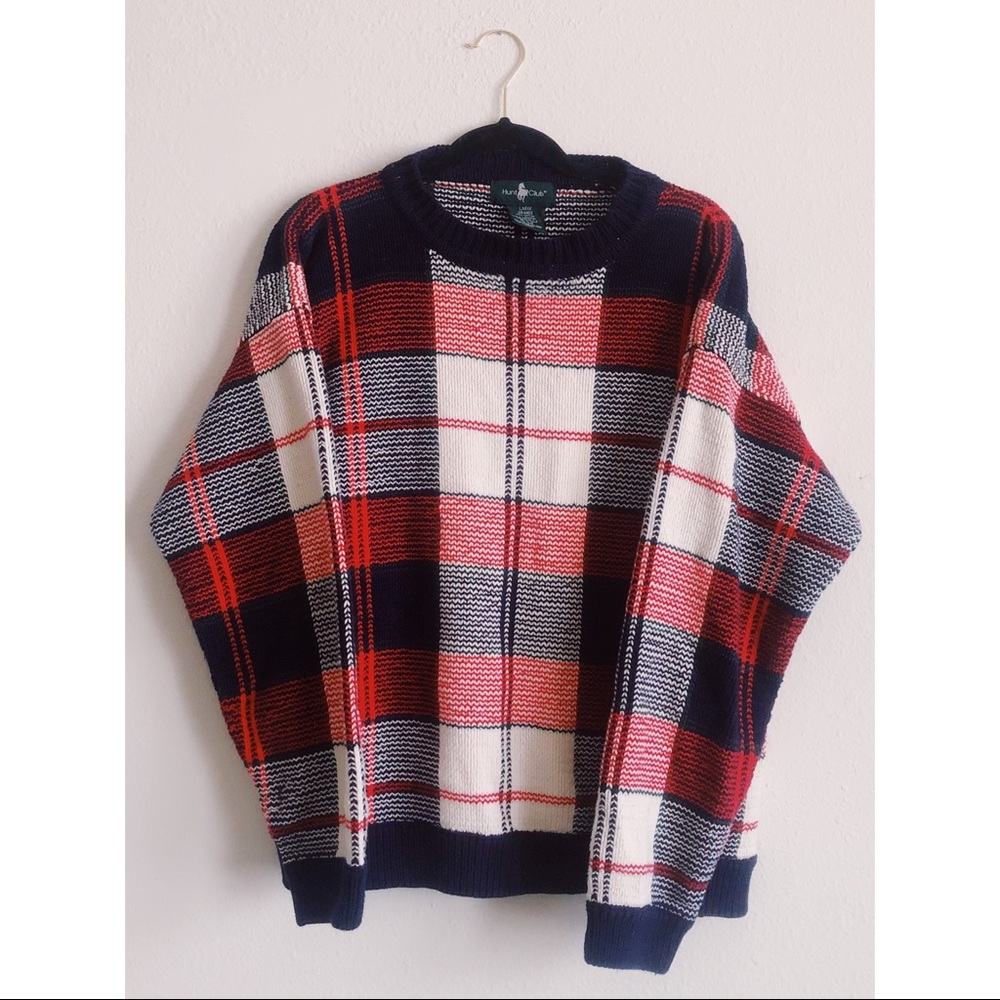 VINTAGE Red, Navy, & White Sweater
